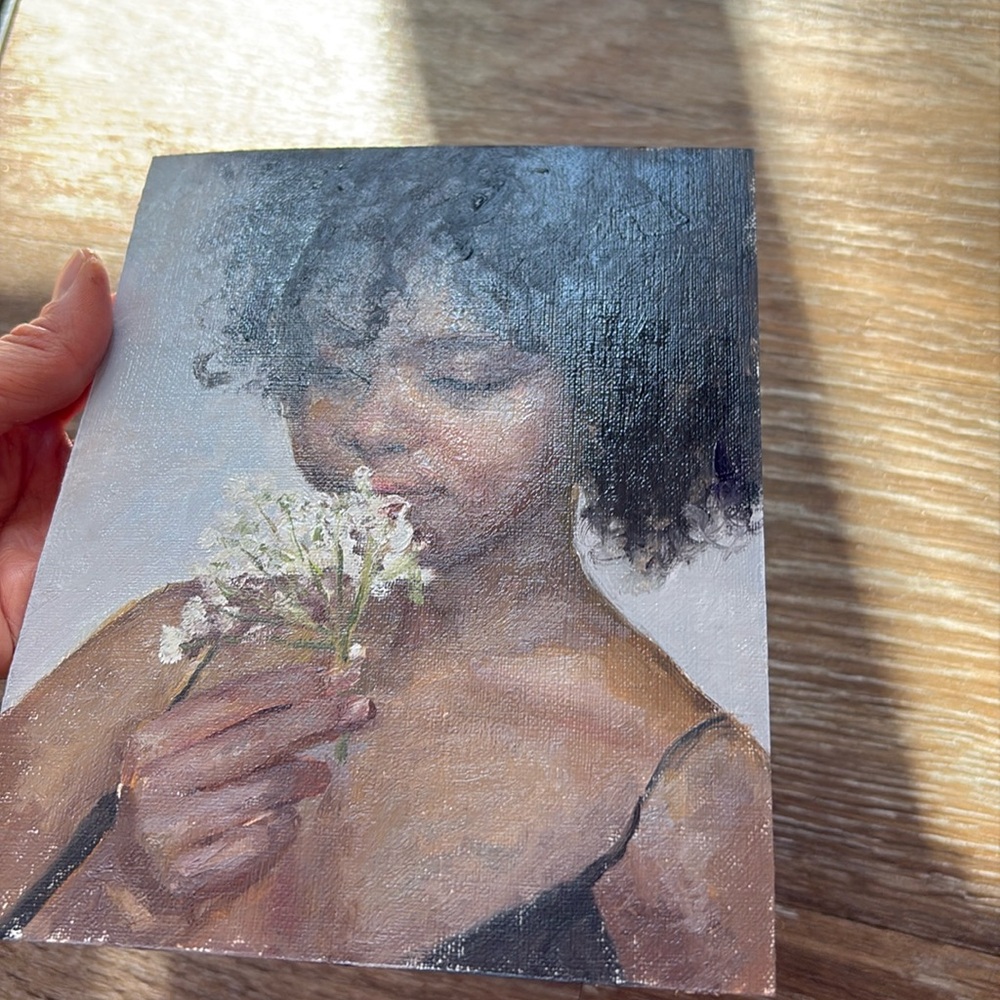 Oil painting- girl with flower - Picture 9 of 10